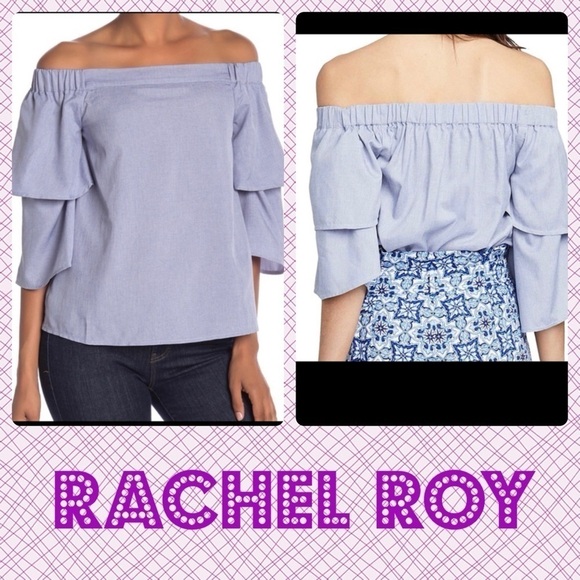 Rachel Roy Off-the-Shoulder Layer Bell Sleeve Top beach summer - Picture 1 of 12